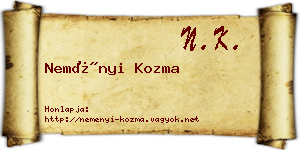 Neményi Kozma névjegykártya